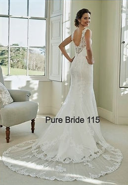Slimline wedding dress with lace train