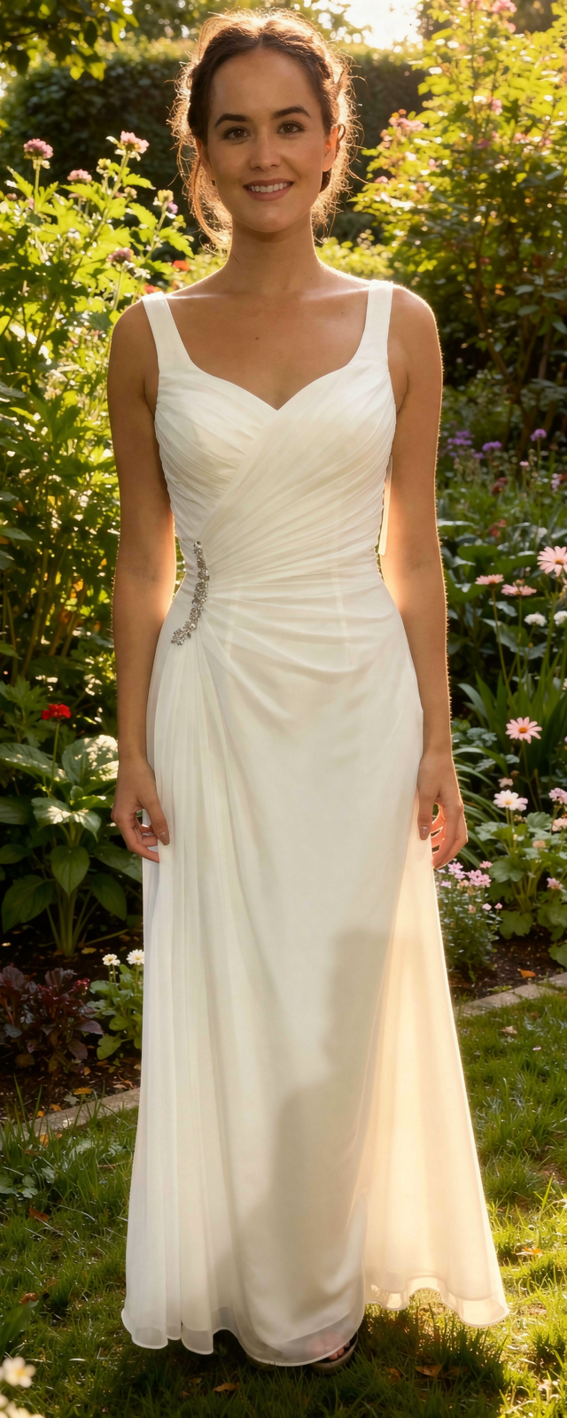 Thumbnail: Tiffany Bridal "Charmaine" Ivory stretch satin Size 12 and 24