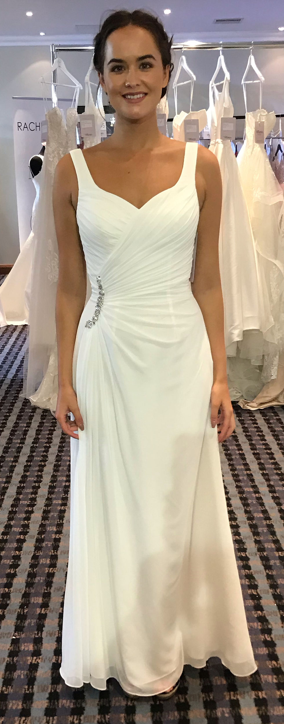 Thumbnail: Tiffany Bridal "Charmaine" Ivory stretch satin Size 12 and 24