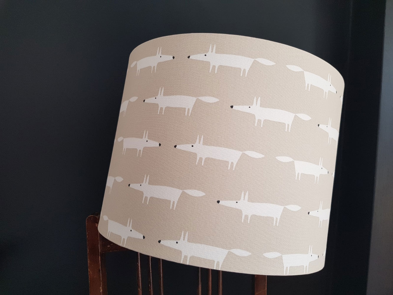 Handmade Drum Lampshade in Little Fox Snow