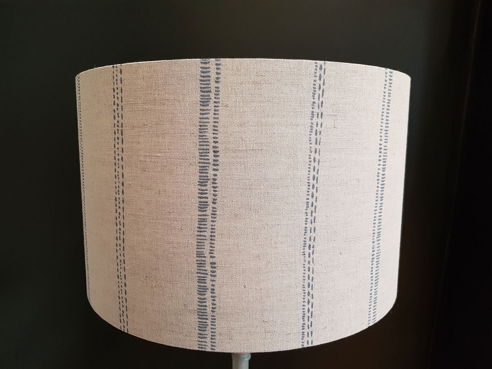 Thumbnail: Handmade Drum Lampshade in China Stripe Linen