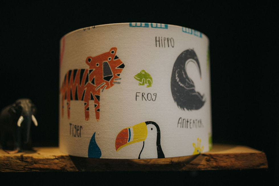 Thumbnail: Handmade Drum Lampshade in Animal Magic White