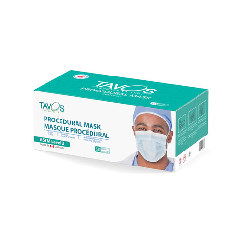 Canadian ASTM Level 3 Face Masks 50 pcs Tavos Industries Inc