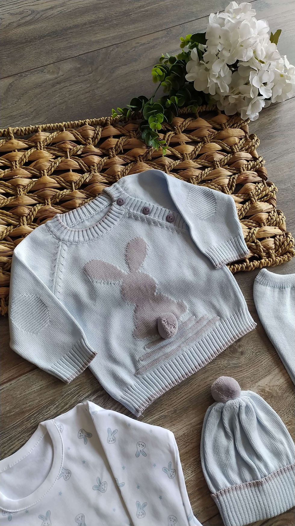 Miniatura: Conjunto dulce conejito celeste y gris 