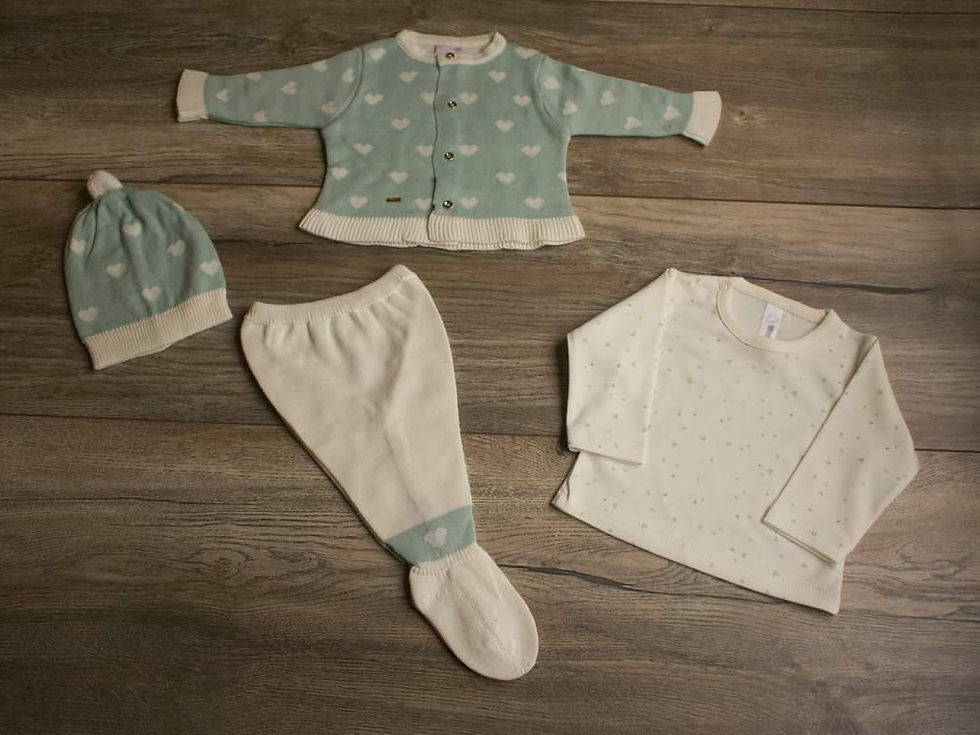 Miniatura: Conjunto corazoncito verde menta 100% algodón pima