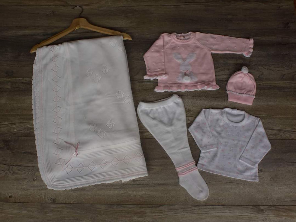 Miniatura: Conjunto dulce conejita rosado y blanco