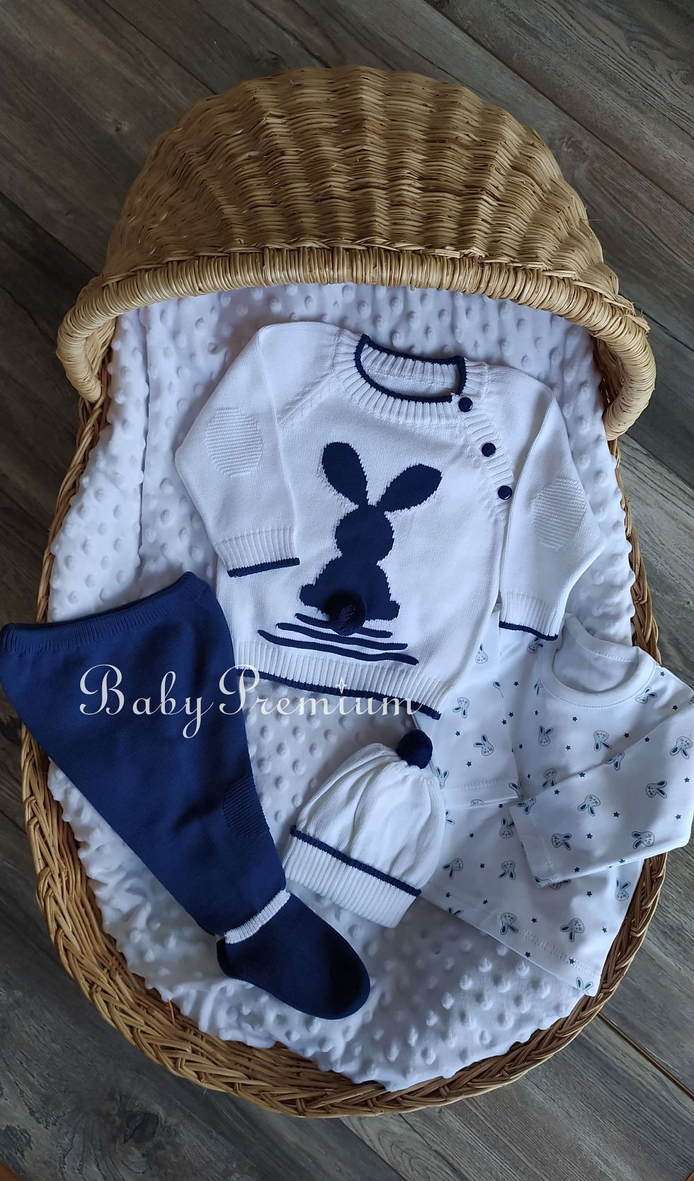 Miniatura: Conjunto dulce conejito blanco y azul 