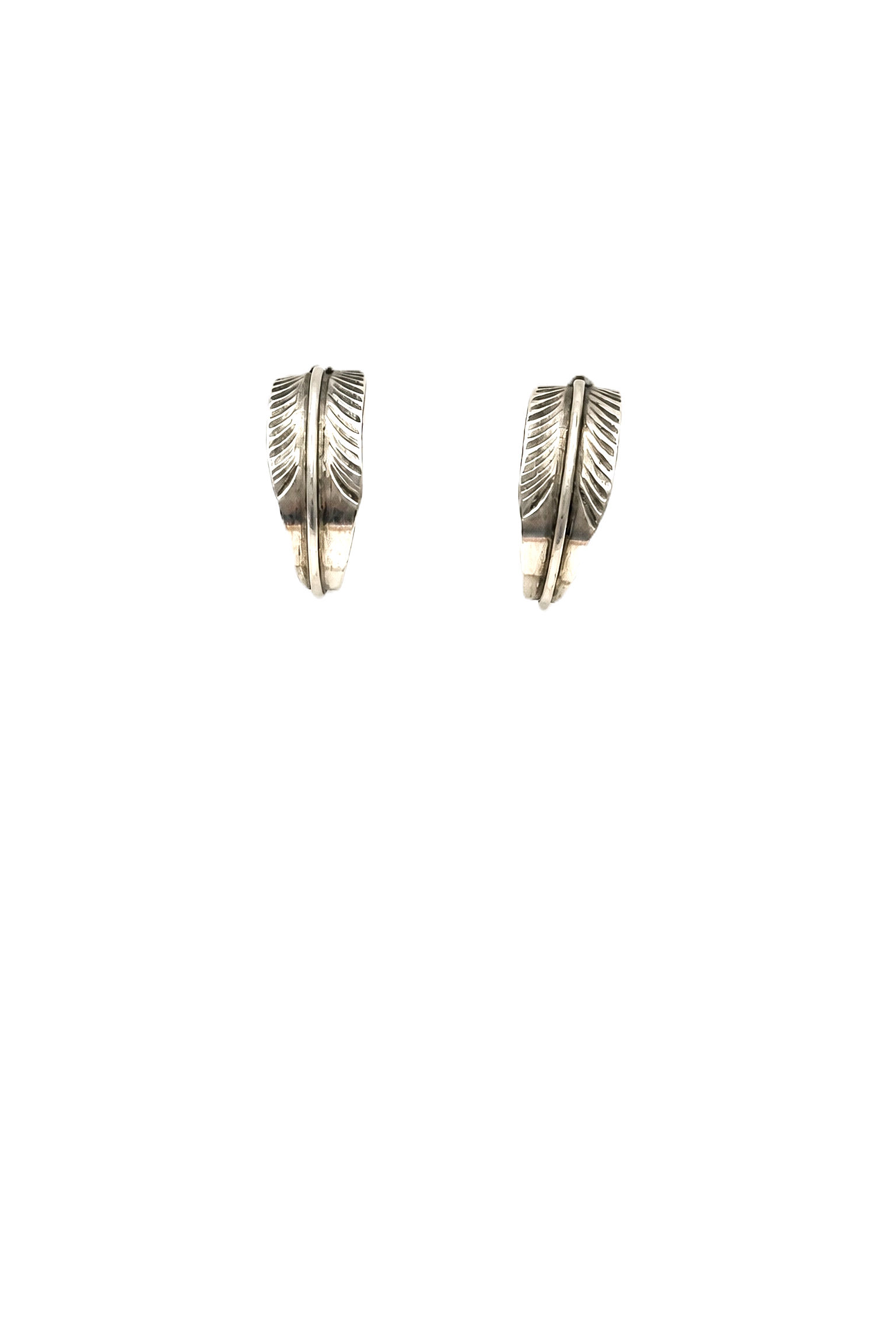 Sterling Silver Feather Hoop Earrings