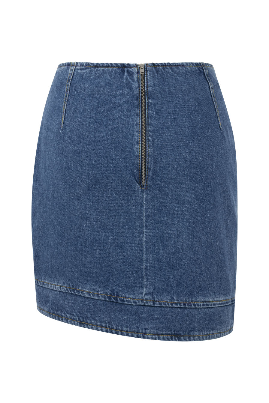 Küçük resim: Taşlı Mavi Denim Etek