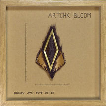 Large Specimen frame. purple and white bamboo leaf in 9x9x2" frame light wood colored frame