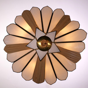 ParaSol bamboo, glass, brass, flower ceiling chandelier