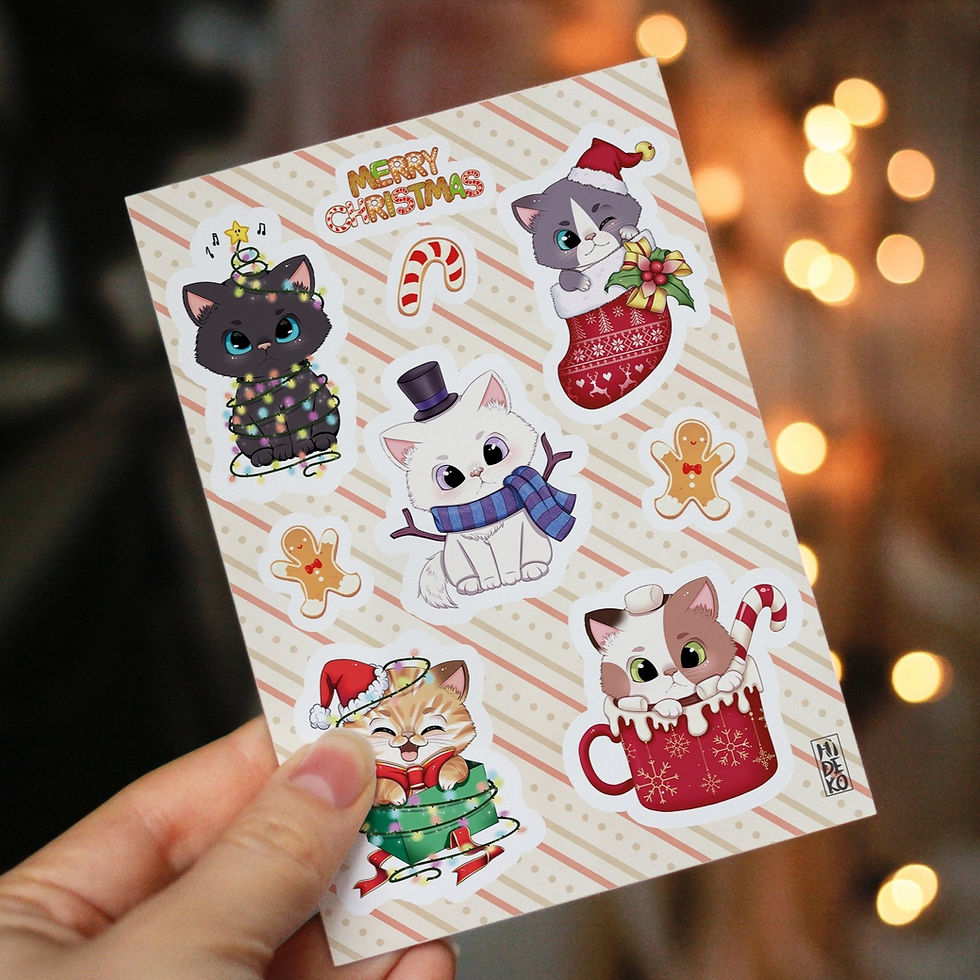 Miniaturbild: kawaii Christmas Sticker grumpy Neko