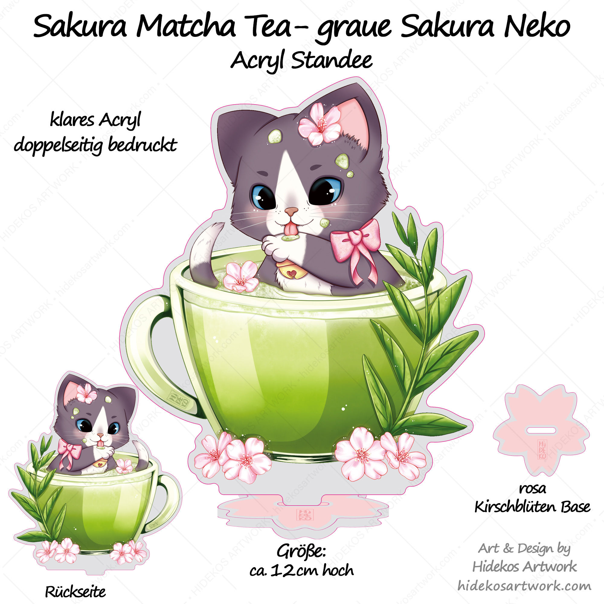 Sakura Matcha Tea graue Sakura Neko - Acryl Standee
