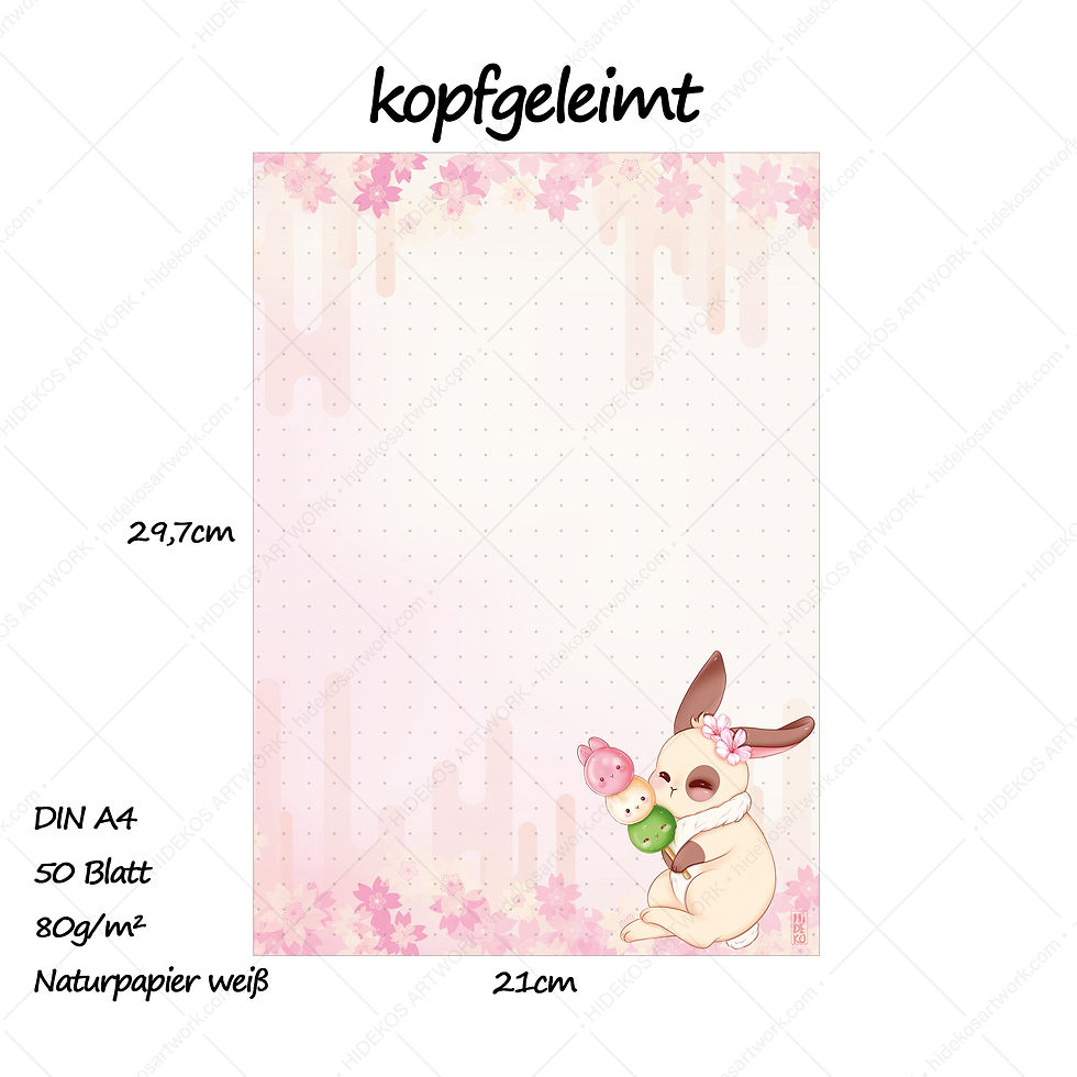 Miniaturbild: Hanami Dango Bunny Briefpapier A6, A5 oder A4
