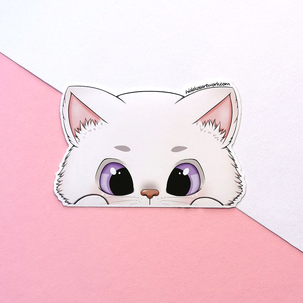 Miniaturbild: kawaii weiße Neko Peeker Sticker