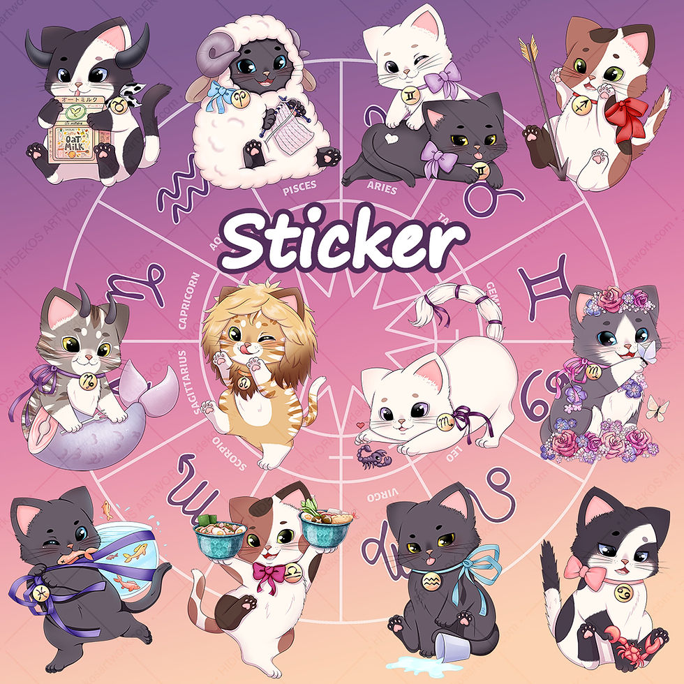 Sternzeichen Nekos Sticker
