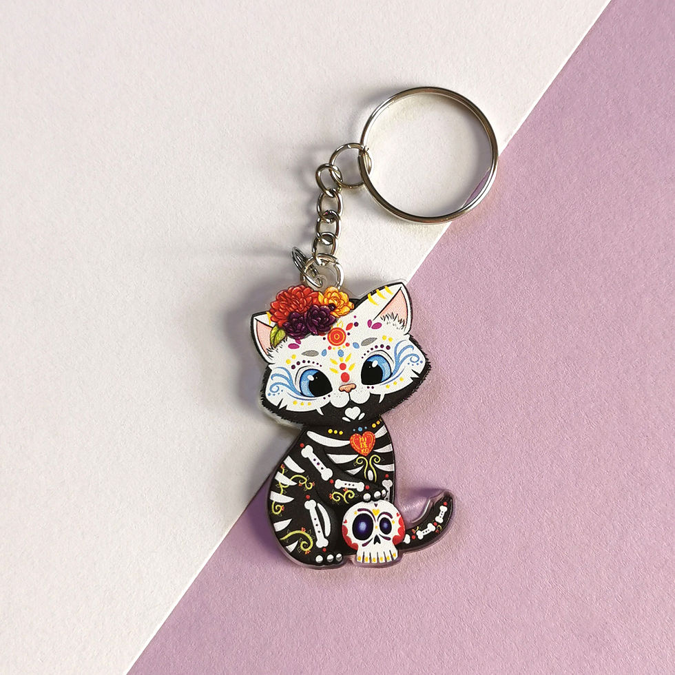 Thumbnail: Sugar Skull Neko Acryl Anhänger
