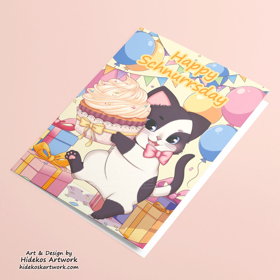 Miniaturbild: Happy Purrsday - Klappkarte mit weißem Umschlag