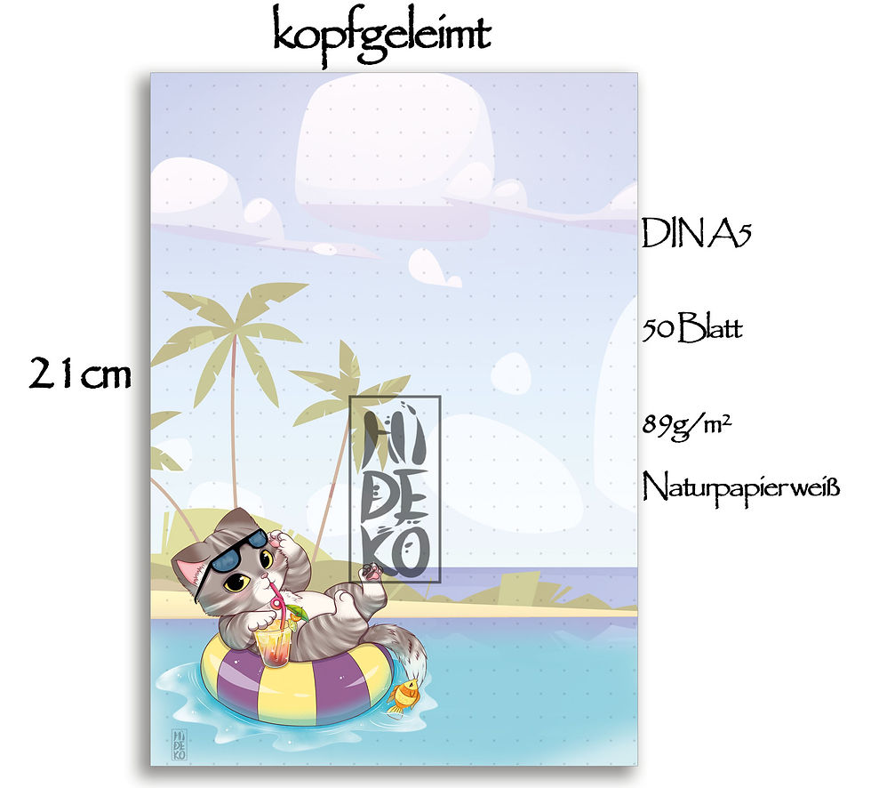 Miniaturbild: kawaii Sommer Neko Notizblock A5