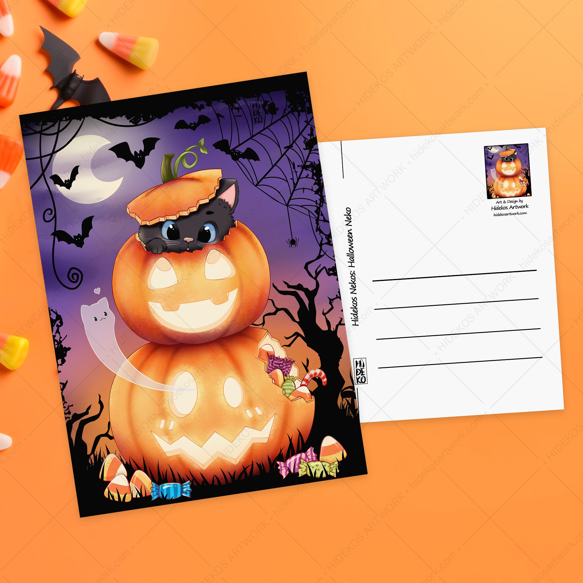 Halloween Neko Postkarte