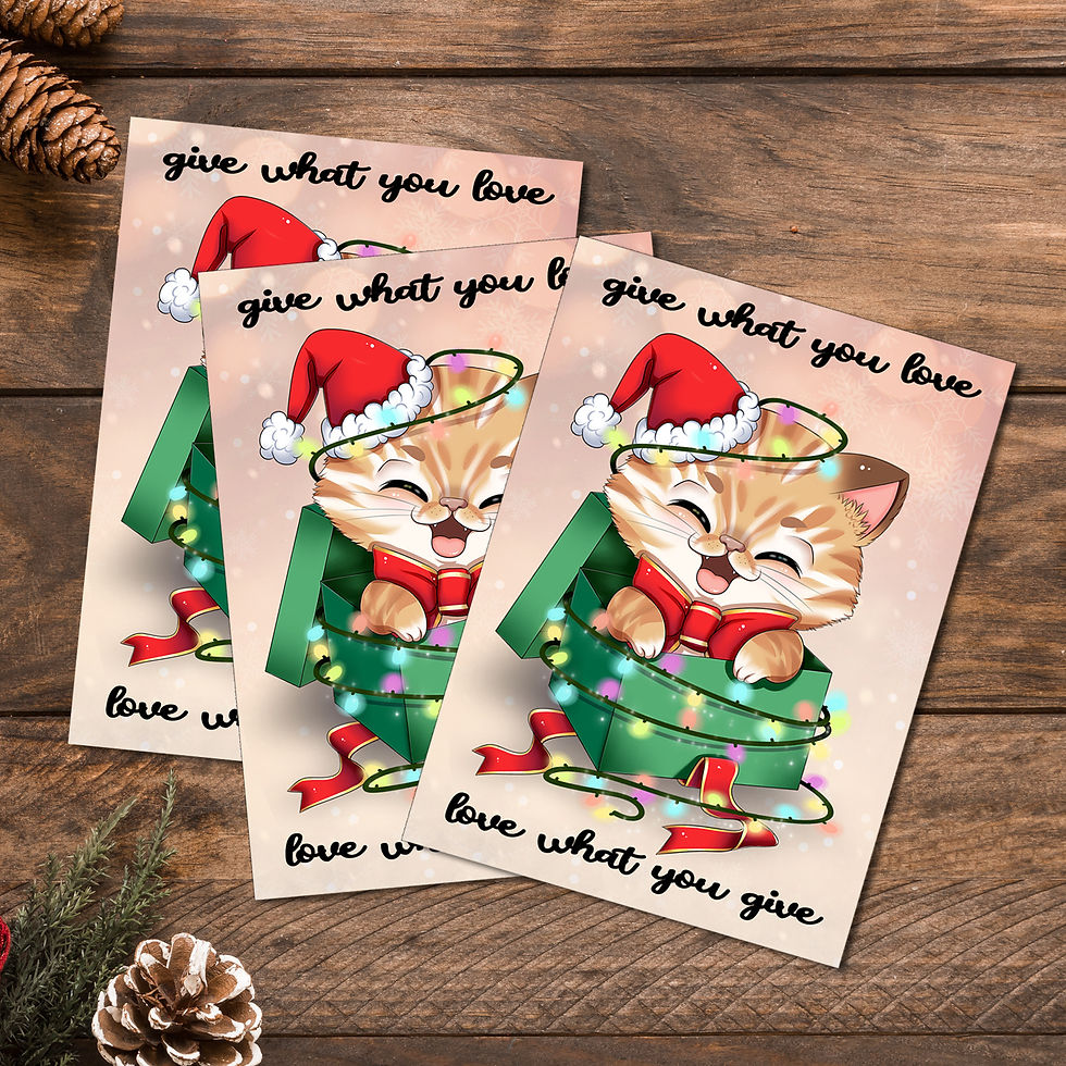 Miniaturbild: Katzen Weihnachtskarte "love what you give - give what you love"