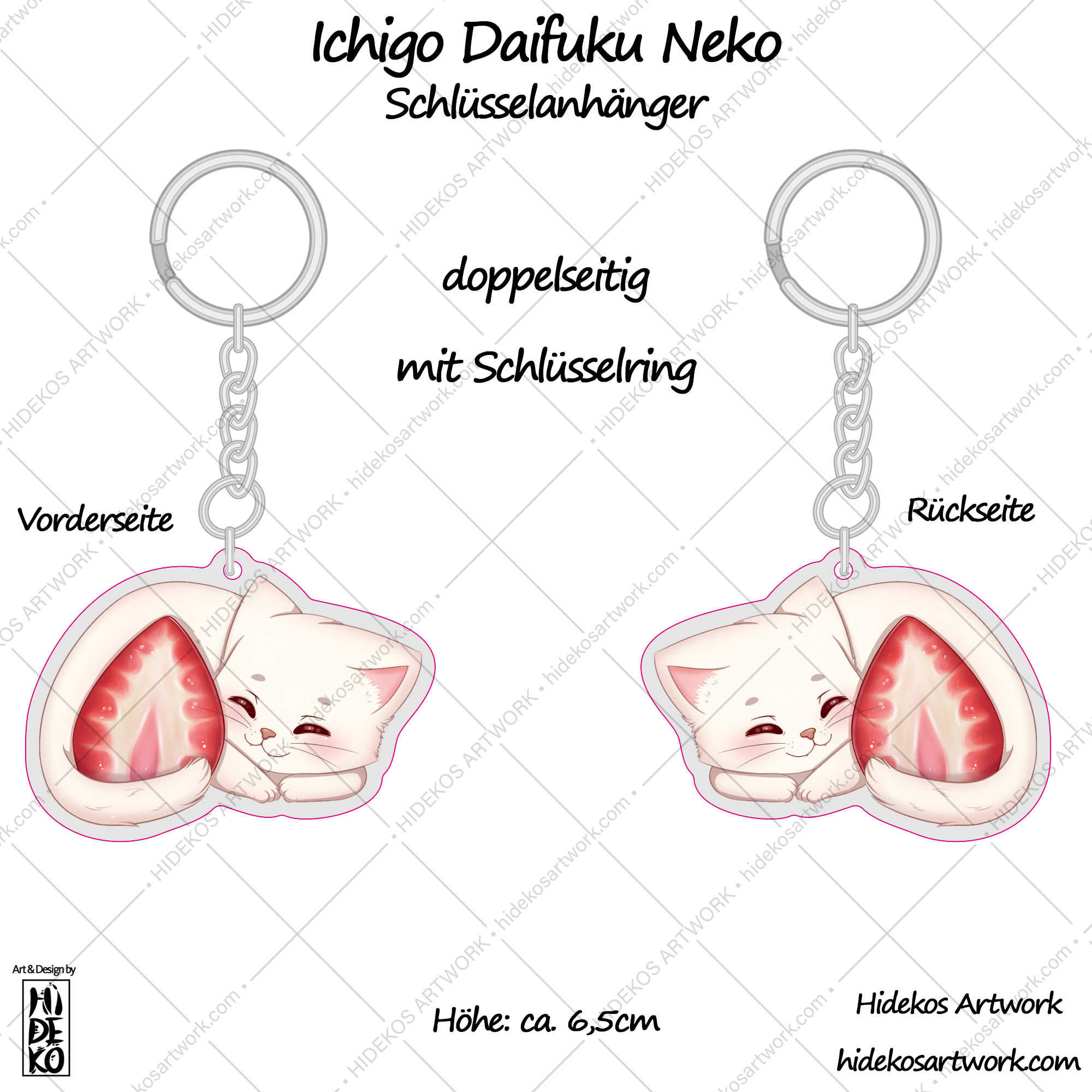 Ichigo Daifuku Neko Acryl Anhänger