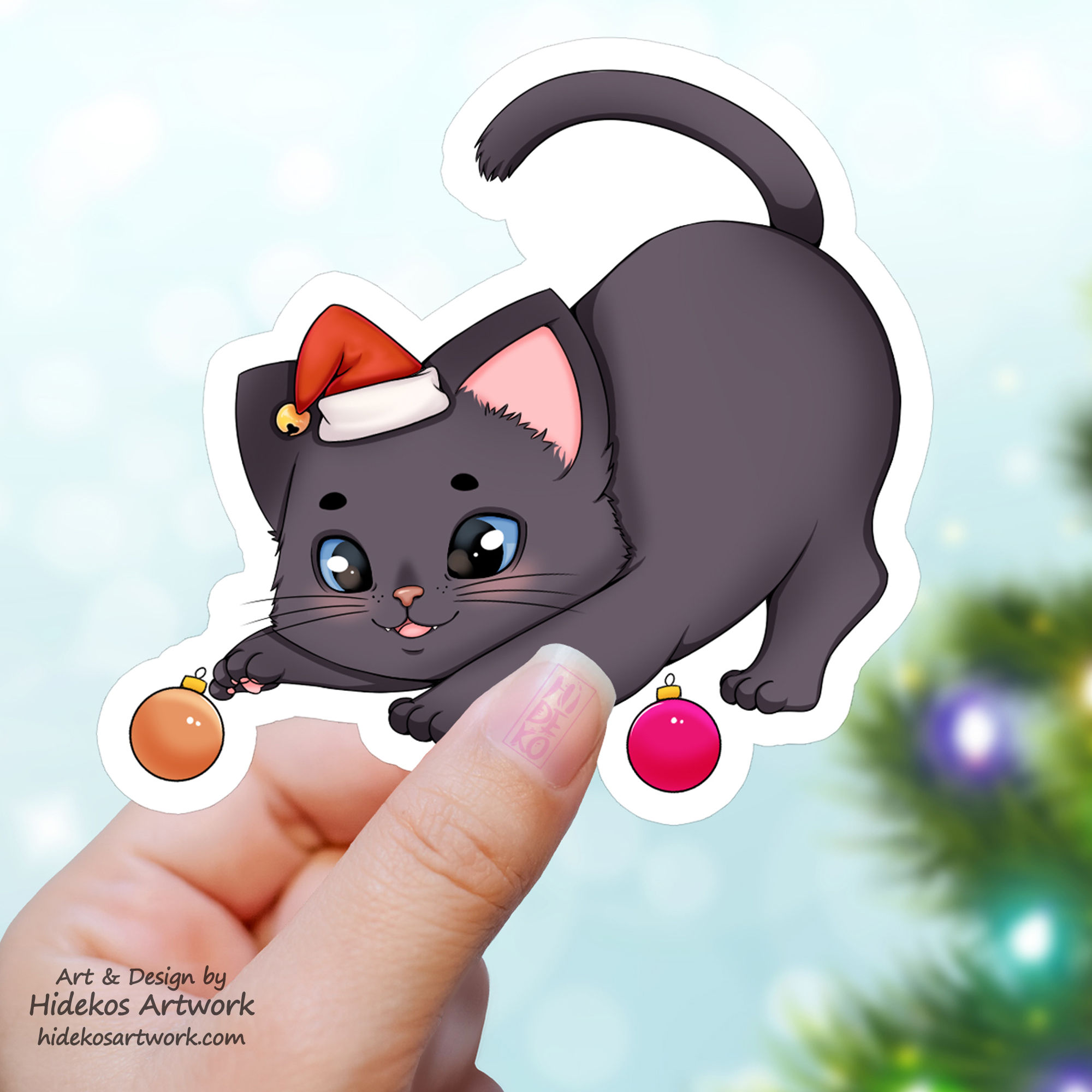 schwarze xmas Neko Sticker