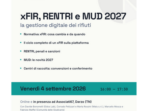 Webinar gratuito "xFIR, RENTRI e MUD 2027: la gestione digitale dei rifiuti" – 4 settembre 2026