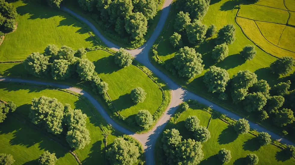 High angle view of a rustic landscape that symbolizes the journey of growth