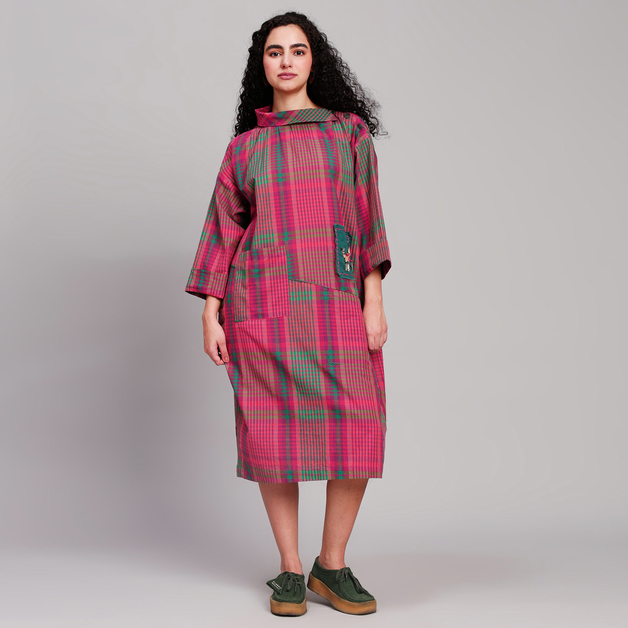 Cotton Multicolor Boatneck Dress