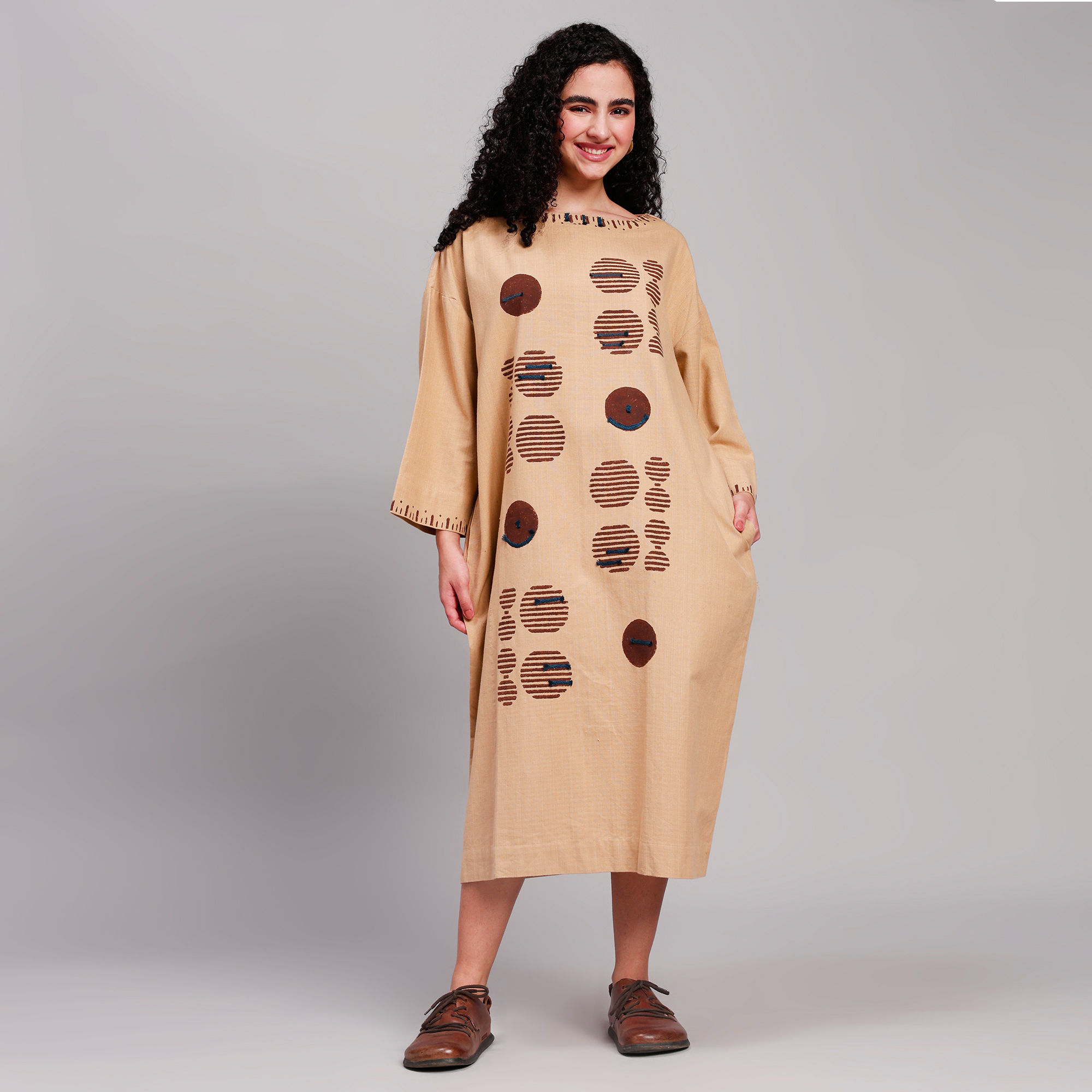 Earthy Hand Block Printed Straight Cut Dress