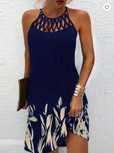Temu - Floral Print Criss Cross Dress, Sexy Sleeveless Cami Dress For Summer, The Flowers 