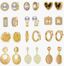 Amazon - Aganippe Gold Clip on Earrings for Women Fashion Clip on Hoop Dangle Drop Earring