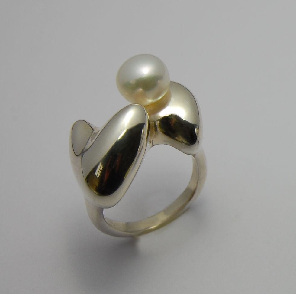 bagues en argent avec perle bouton