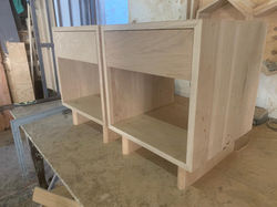 Oak pedestal bedside tables