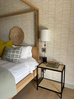 Rattan pedestals bedside table