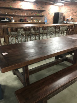 Cafe tables and benches