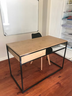 Office desk in steel and wood