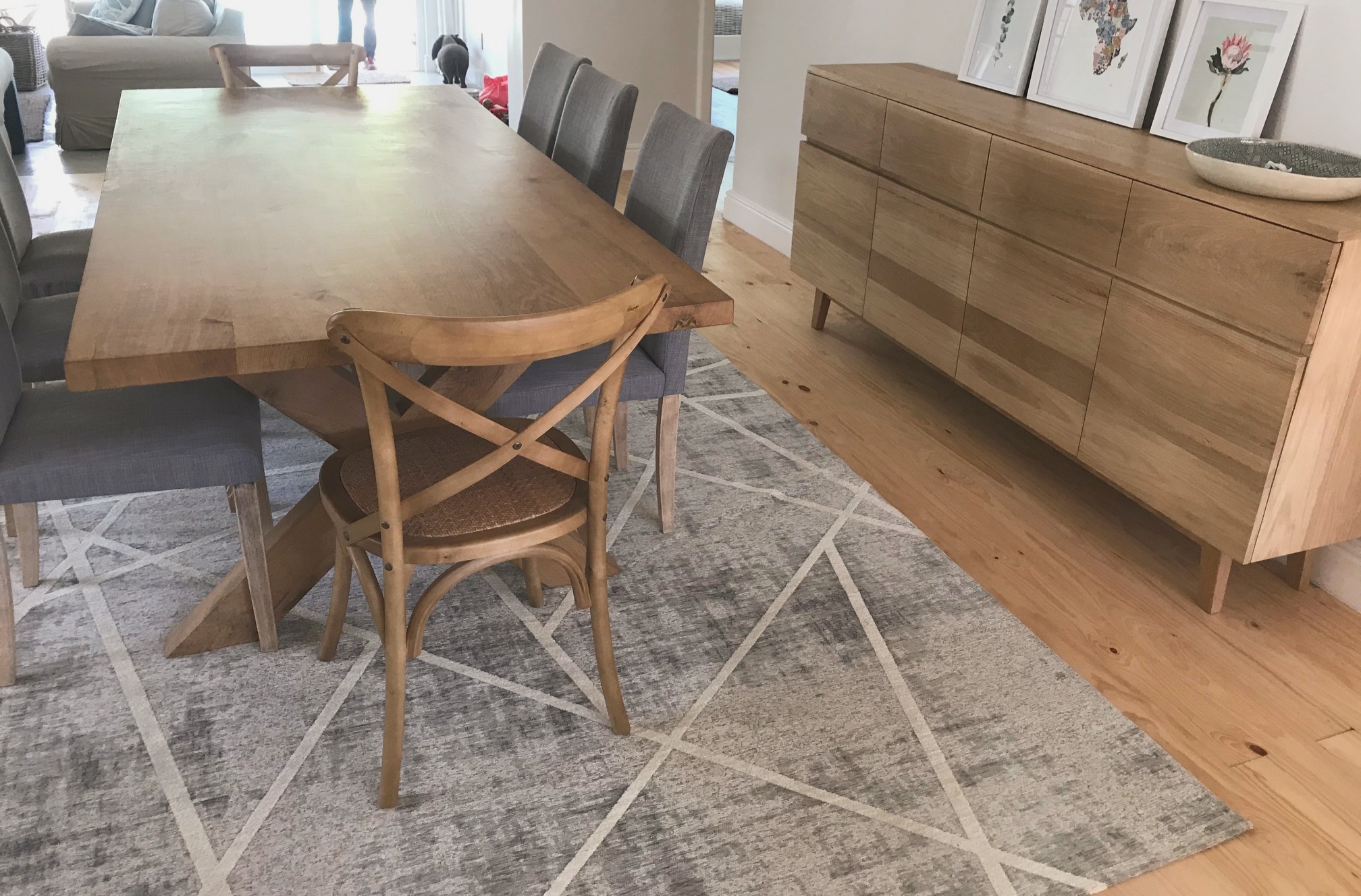 French oak table and server
