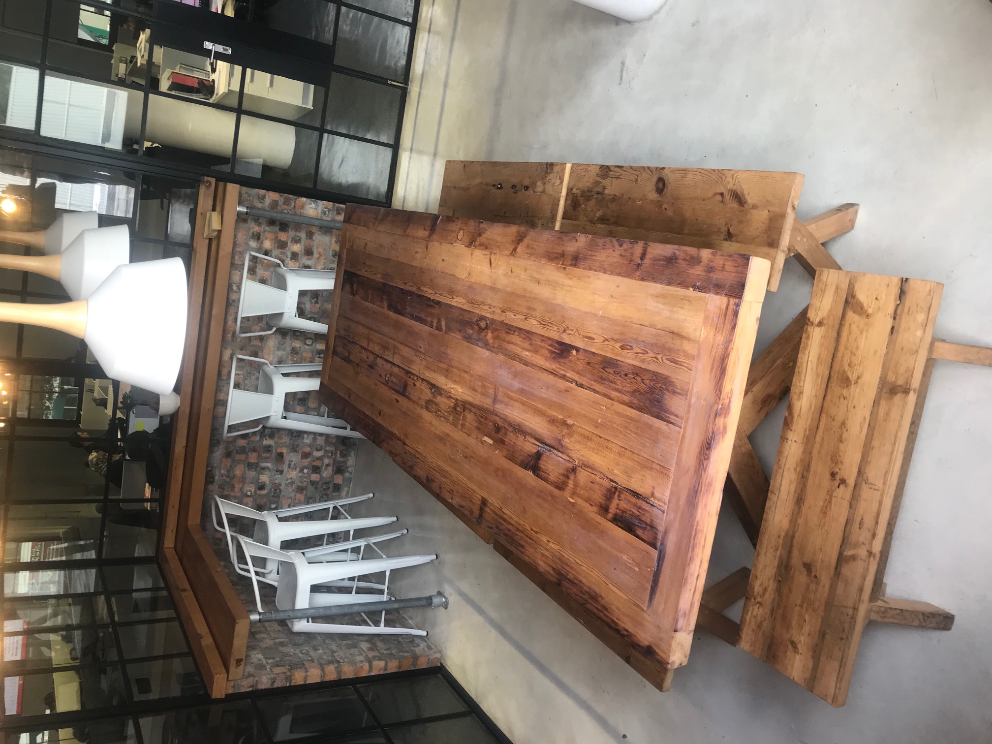Bar area with metal stools