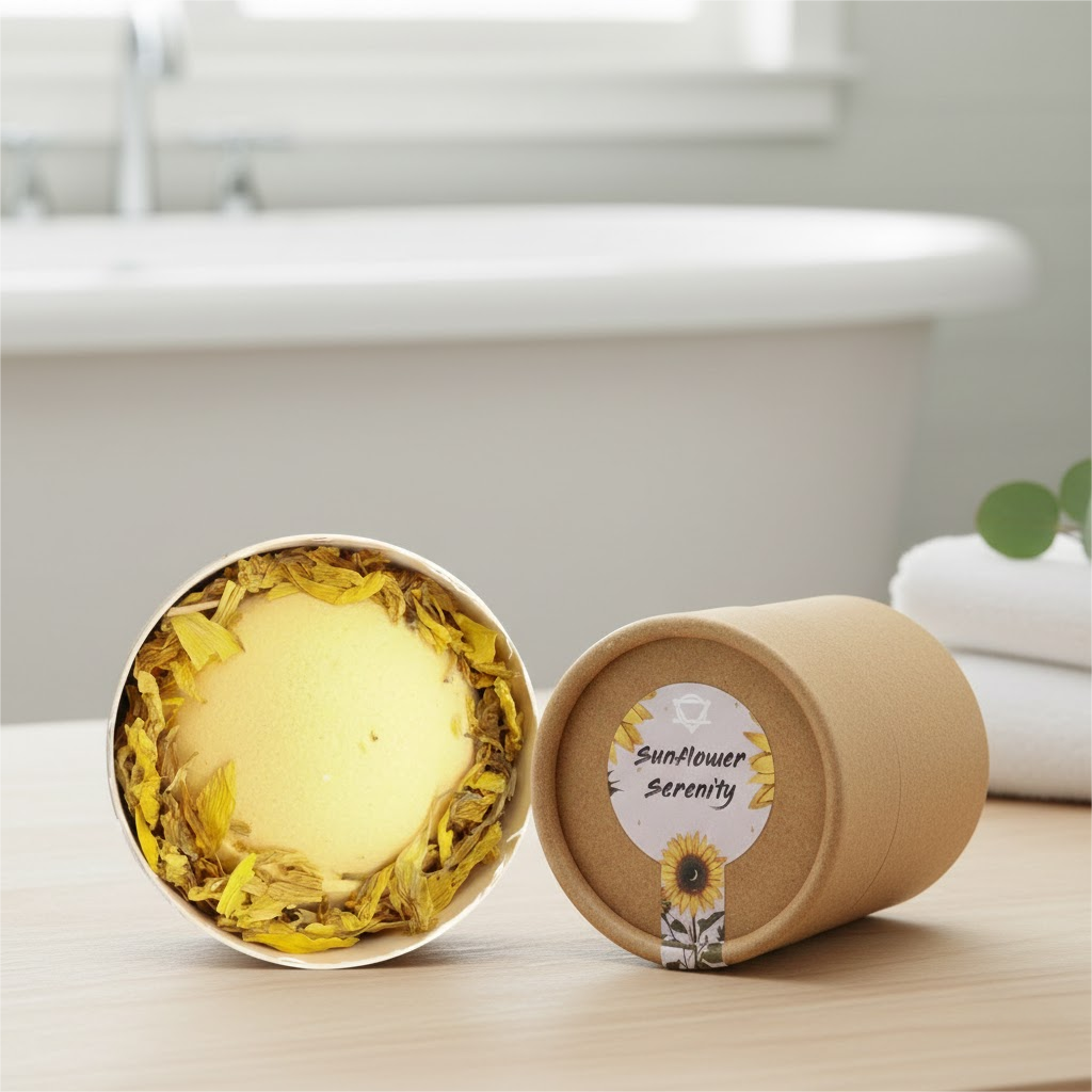 Aromatherapy Chamomile&Grapefruit Bath Bomb Himalayan Salts Sunflower Petals Set