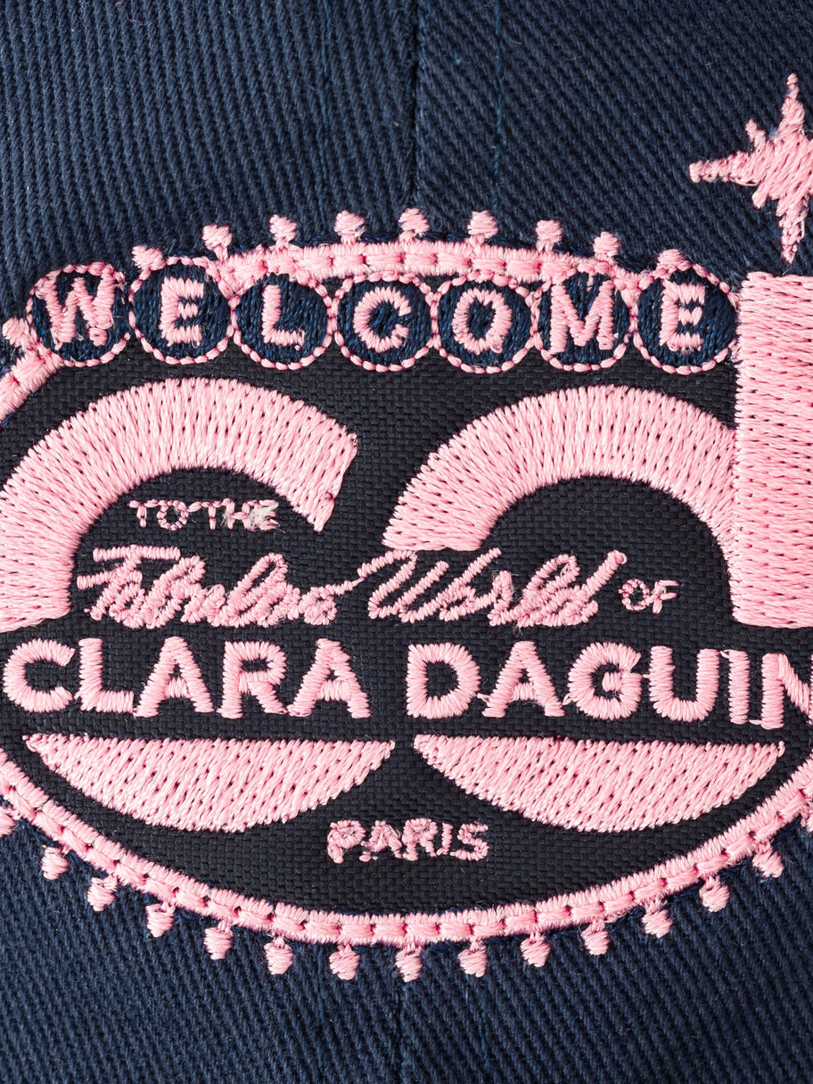 Logo on the Welcome to the fabulous world of Clara Daguin Cap, Pink on Navy