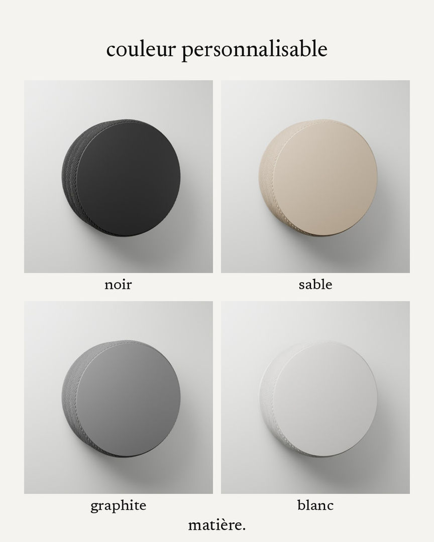 Vue 5 : trame, applique murale matière. — les quatre coloris