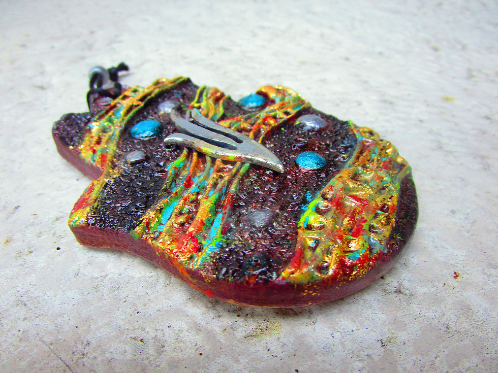 Thumbnail: Ceramic Hamsa Hebrew Letter Wall Hanging.