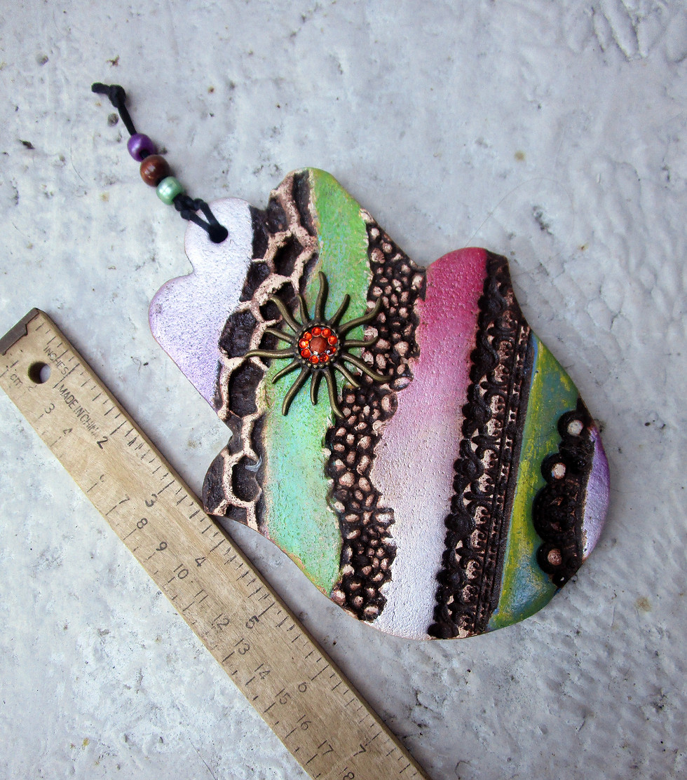 Thumbnail: Ceramic handmade hamsa sun wall hanging.