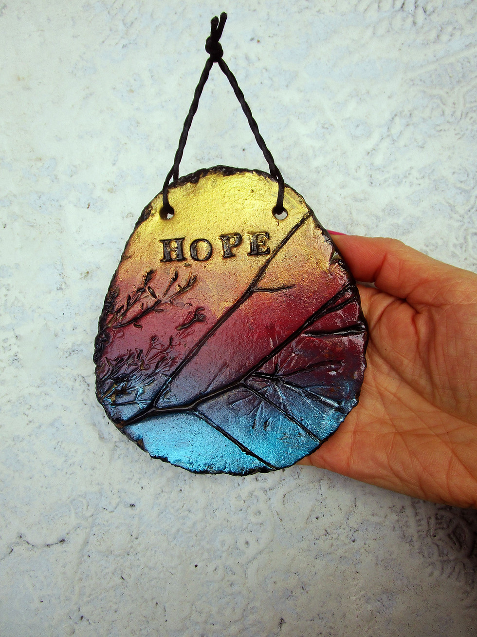 Thumbnail: Pressed Flowers Ceramic Plaque Wall Hanging.