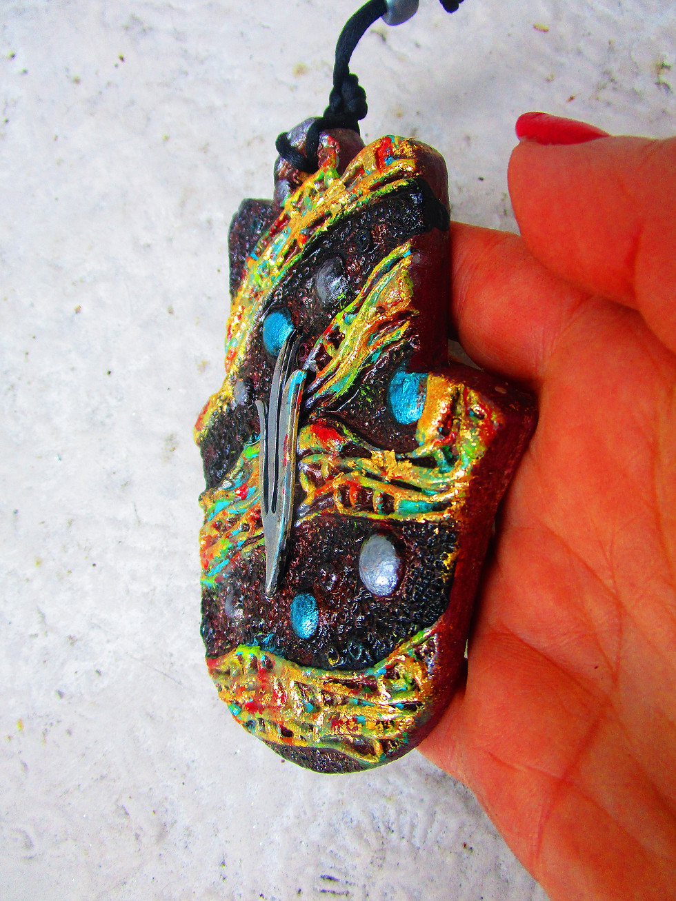 Thumbnail: Ceramic Hamsa Hebrew Letter Wall Hanging.
