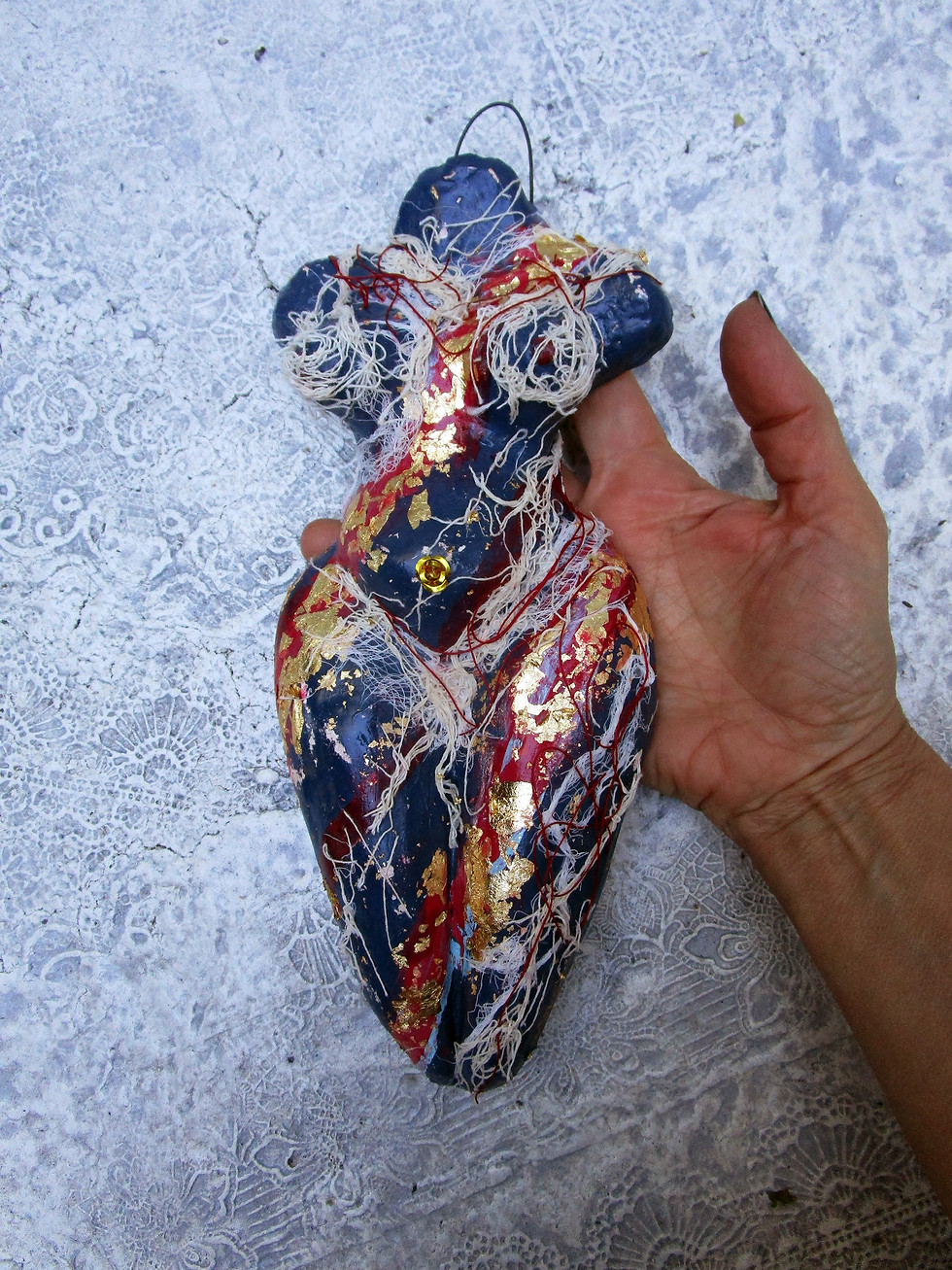 Thumbnail: ceramic woman goddess hand built sculpture wall art.