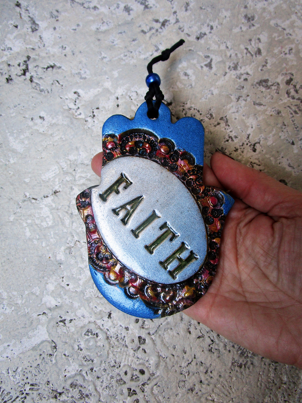 Thumbnail: ceramic faith hamsa wall hanging.