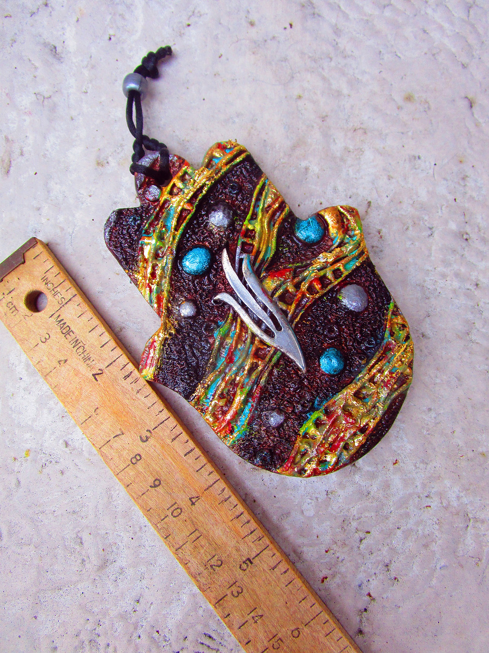 Thumbnail: Ceramic Hamsa Hebrew Letter Wall Hanging.